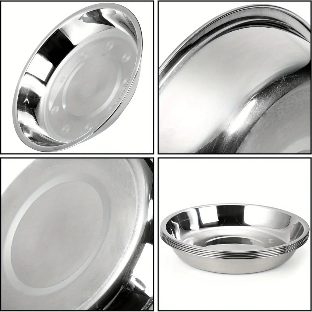 Stainless Steel Cat Food Bowls - Shallow Wide Plates