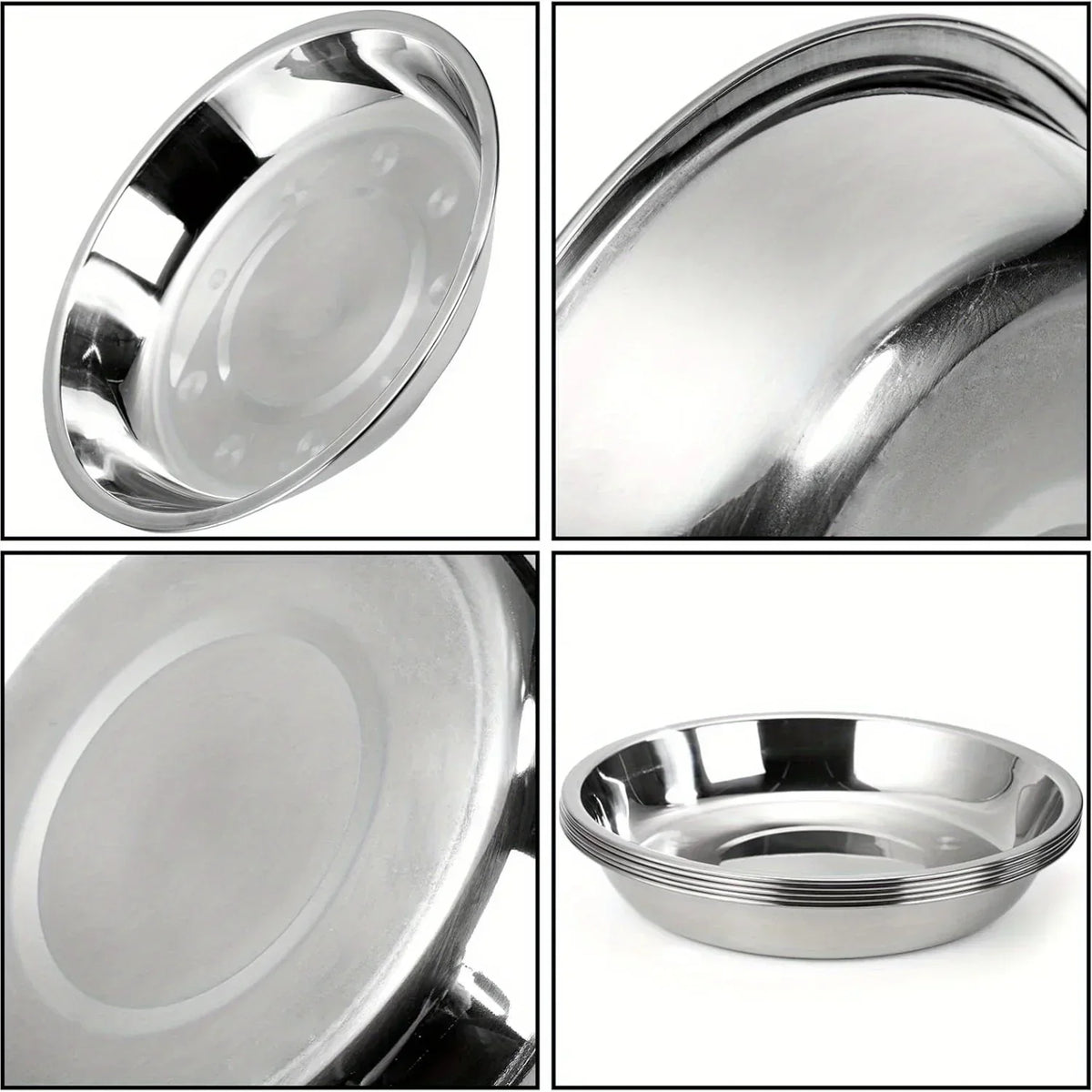 Stainless Steel Cat Food Bowls - Shallow Wide Plates