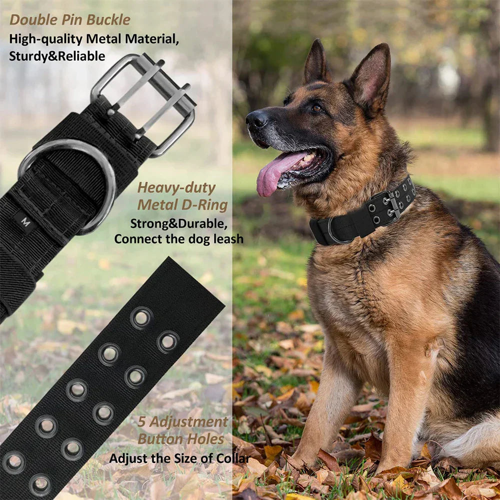 Durable Nylon Tactical Dog Collar for Medium Large Dogs