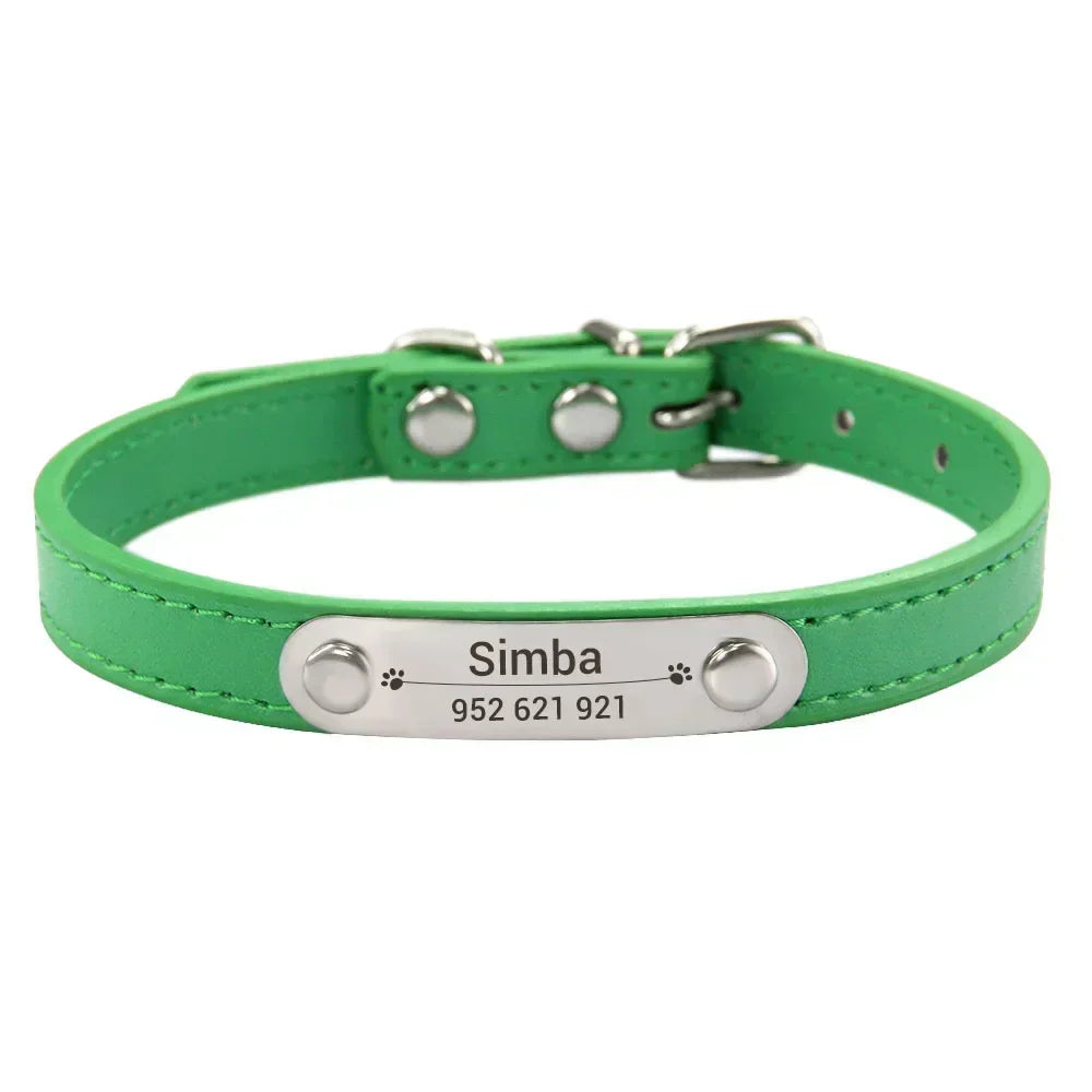Personalized PU Leather Dog Collar for Small to Large Pets