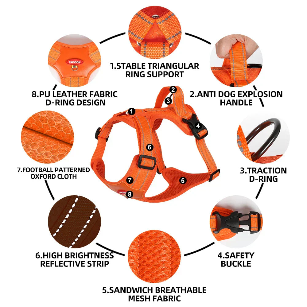 Reflective Tactical Dog Harness for Medium Large Dogs
