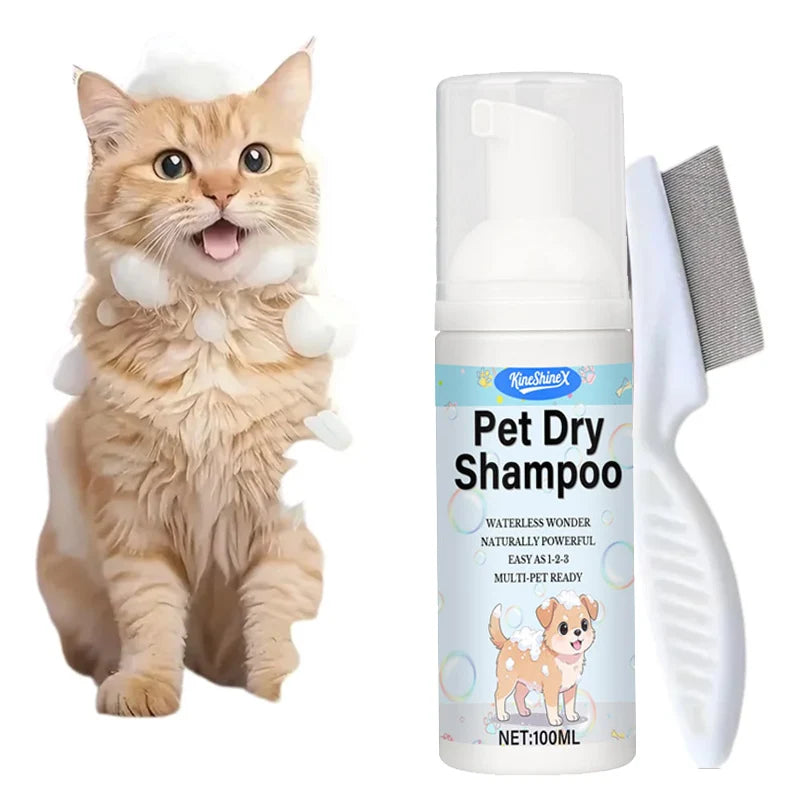 No-Rinse Pet Dry Foam for Cats and Dogs, 100ml
