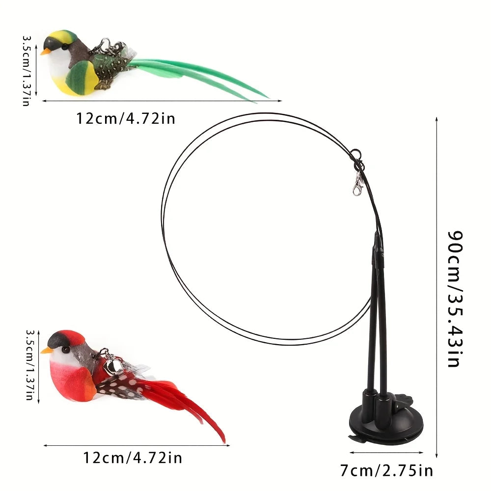Cat Teasing Stick Set with Strong Suction Cup and Bell