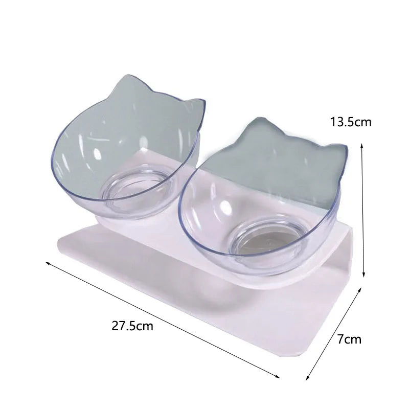 Transparent Tilted Cat Bowl - Splash-Proof Plastic Design