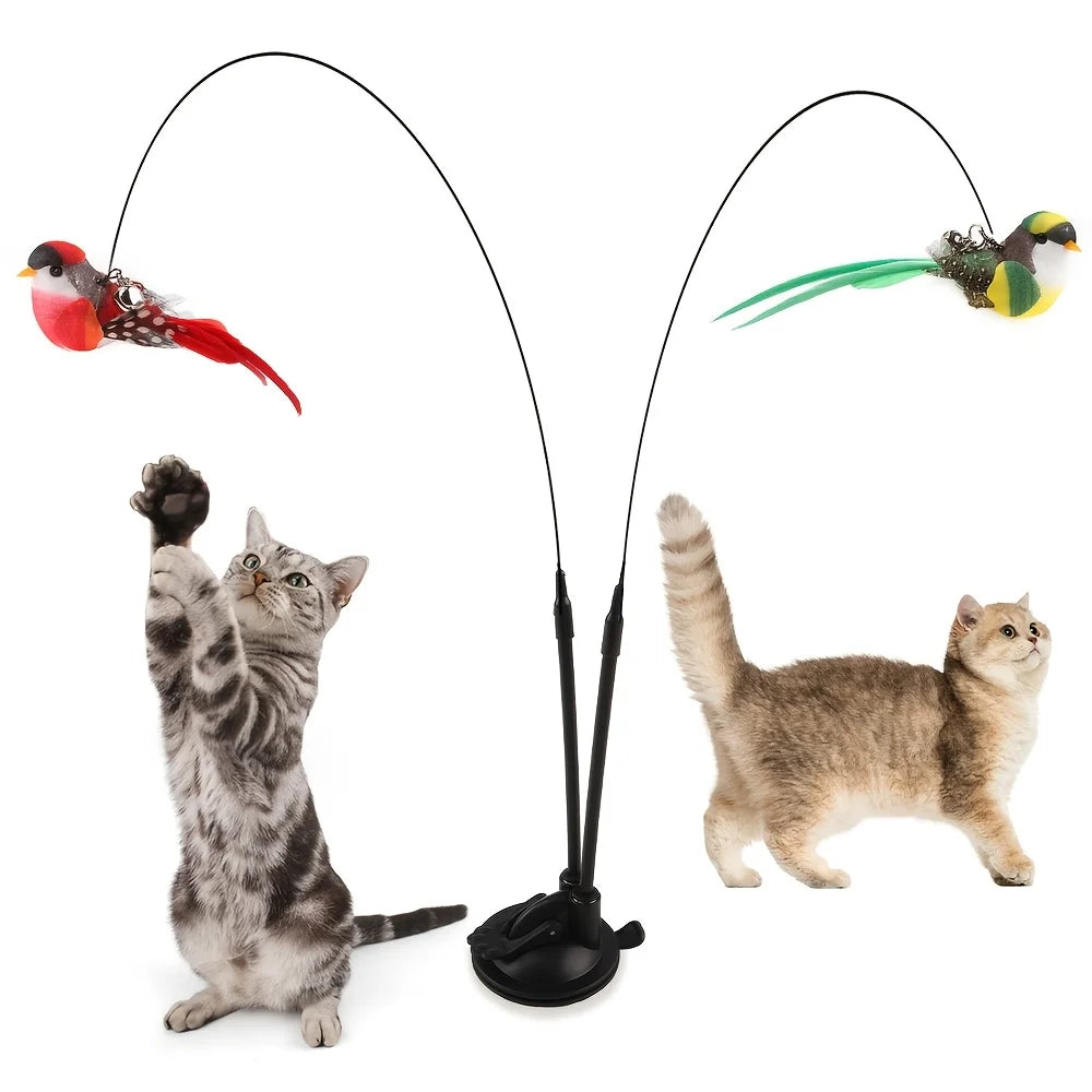 Cat Teasing Stick Set with Strong Suction Cup and Bell