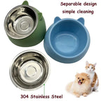 Stainless Steel Cat Dog Bowl 15 Degree Tilted Feeder