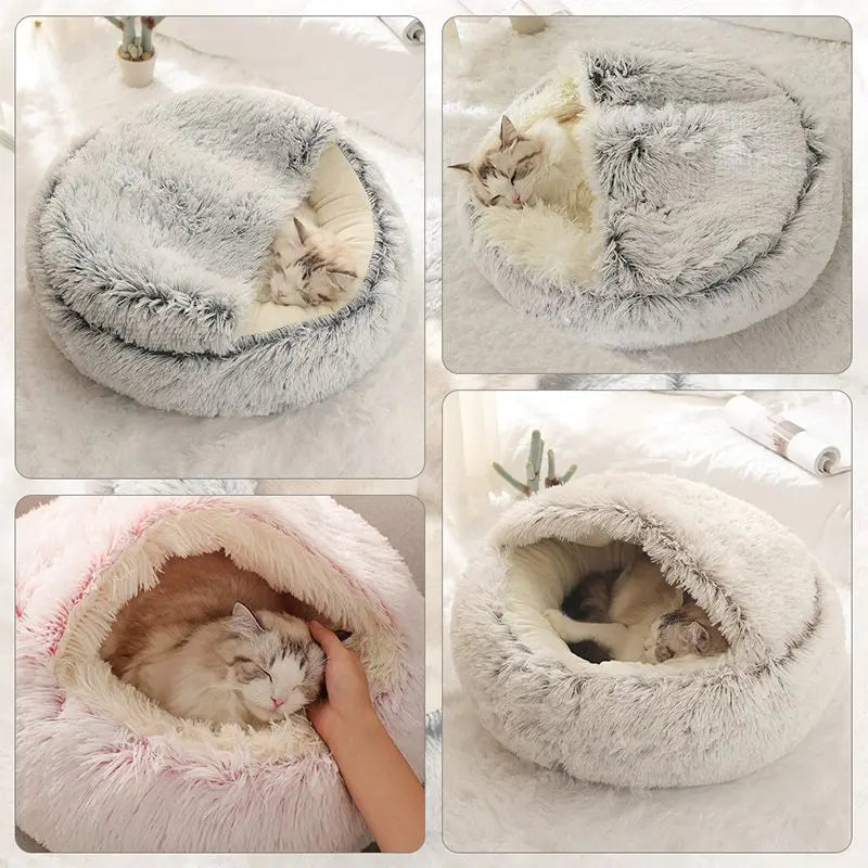 Soft Plush Round Cat Bed for Small Dogs - 40cm