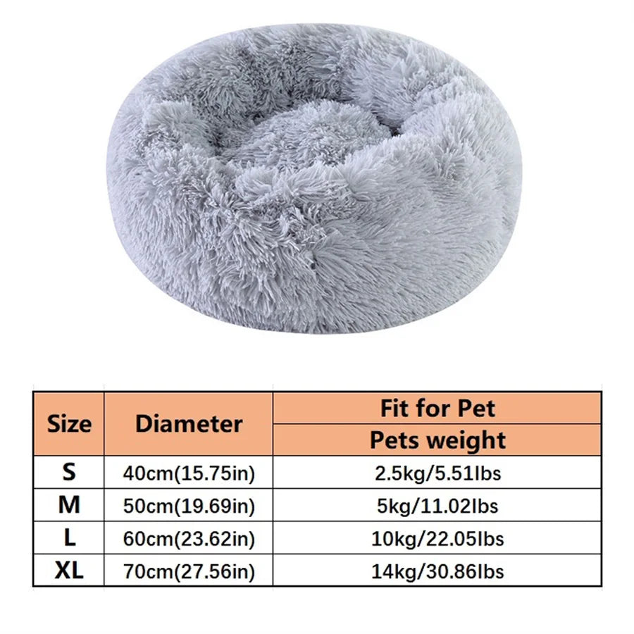 Plush Round Cat Dog Bed - Warm & Washable