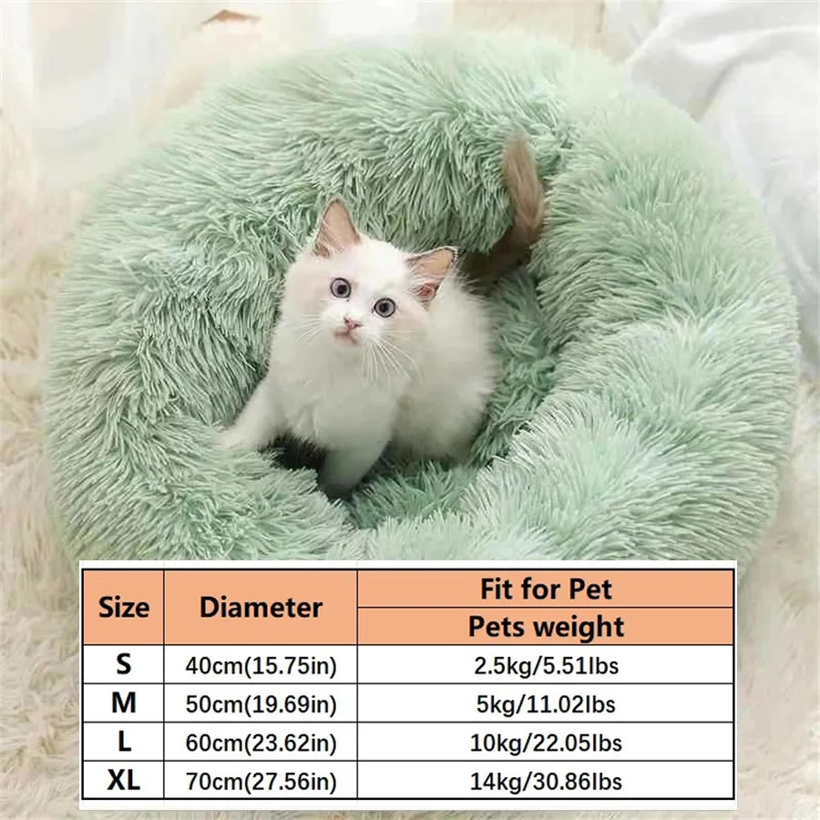 Plush Round Cat Dog Bed - Warm & Washable