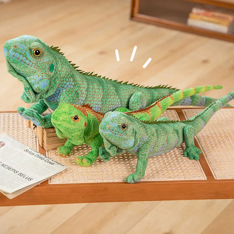 Lifelike Green / Brown Iguana Lizard Figurine Model Cute Reptile Lizard Plush Toys Simulation Animal Stuffed Doll Boys Gifts