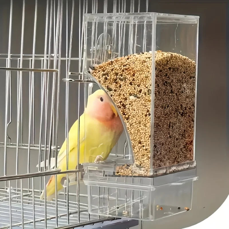 Transparent Acrylic Bird Feeder, Spill-Proof Seed Dispenser for All Birds, Battery-Free, Easy-Clean Outdoor