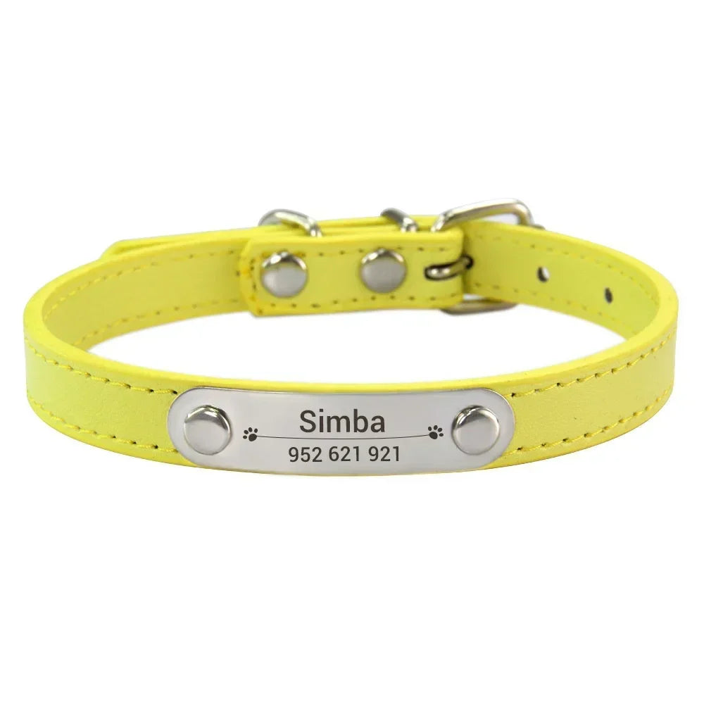 Personalized PU Leather Dog Collar for Small to Large Pets