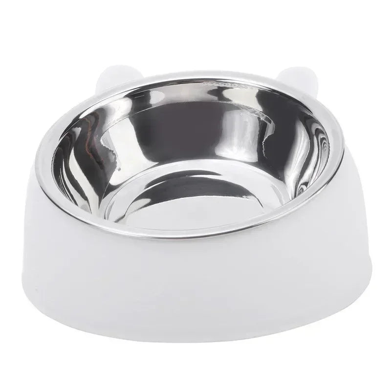 Stainless Steel Cat Dog Bowl 15 Degree Tilted Feeder