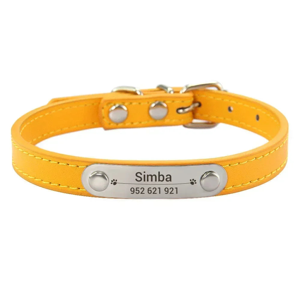 Personalized PU Leather Dog Collar for Small to Large Pets