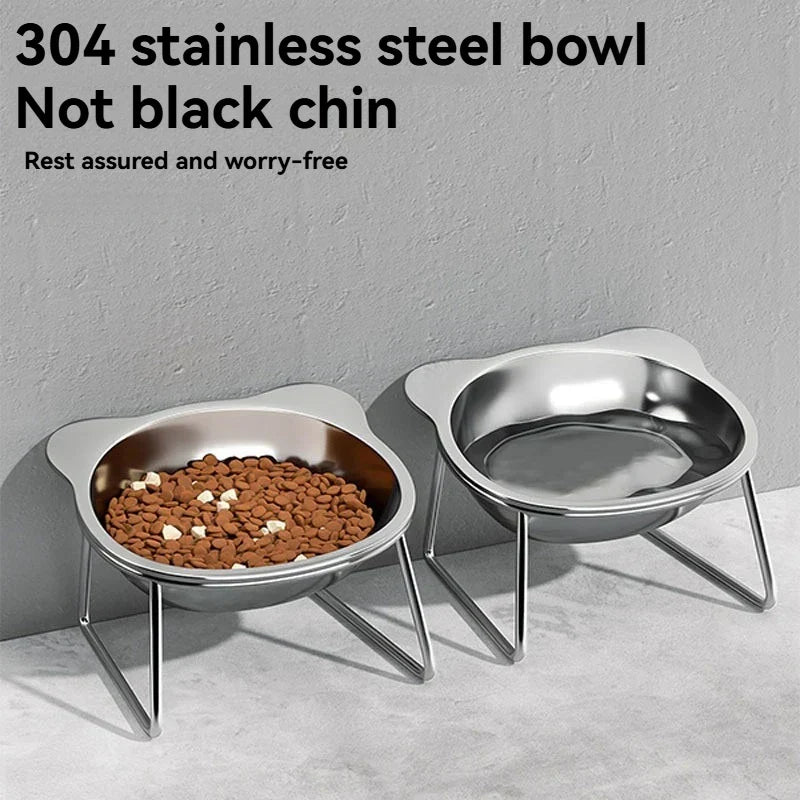 Stainless Steel Slanted Pet Bowl for Cats and Dogs
