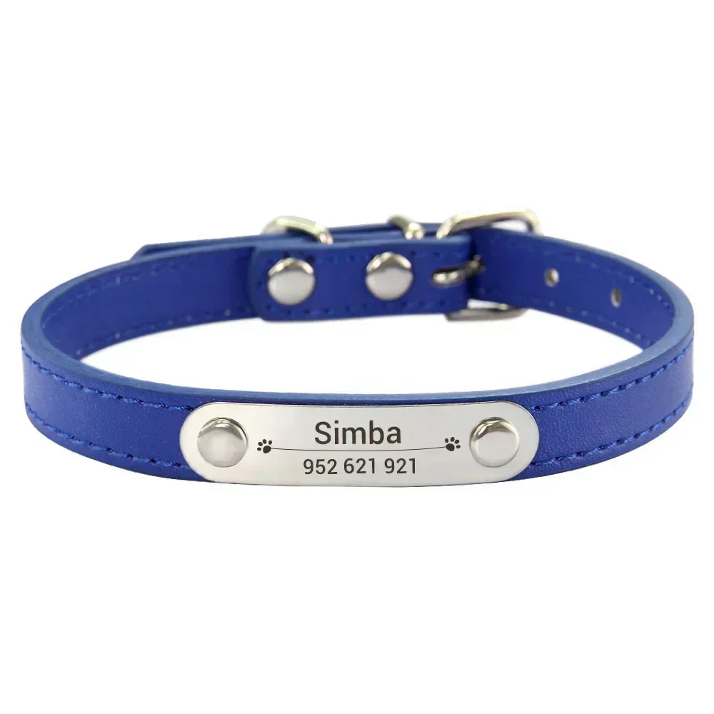 Personalized PU Leather Dog Collar for Small to Large Pets