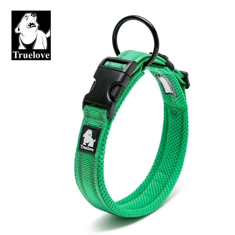 Truelove Reflective Nylon Dog Collar - Adjustable & Padded