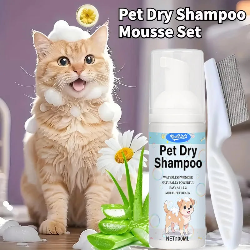 No-Rinse Pet Dry Foam for Cats and Dogs, 100ml