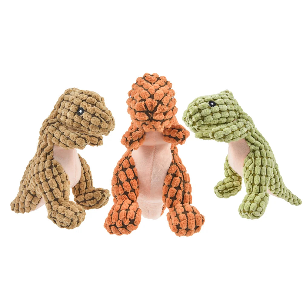 Plush Chew Toys for Small Dogs - Fleece Dinosaur