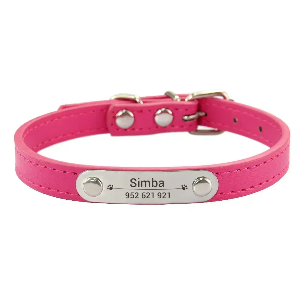 Personalized PU Leather Dog Collar for Small to Large Pets
