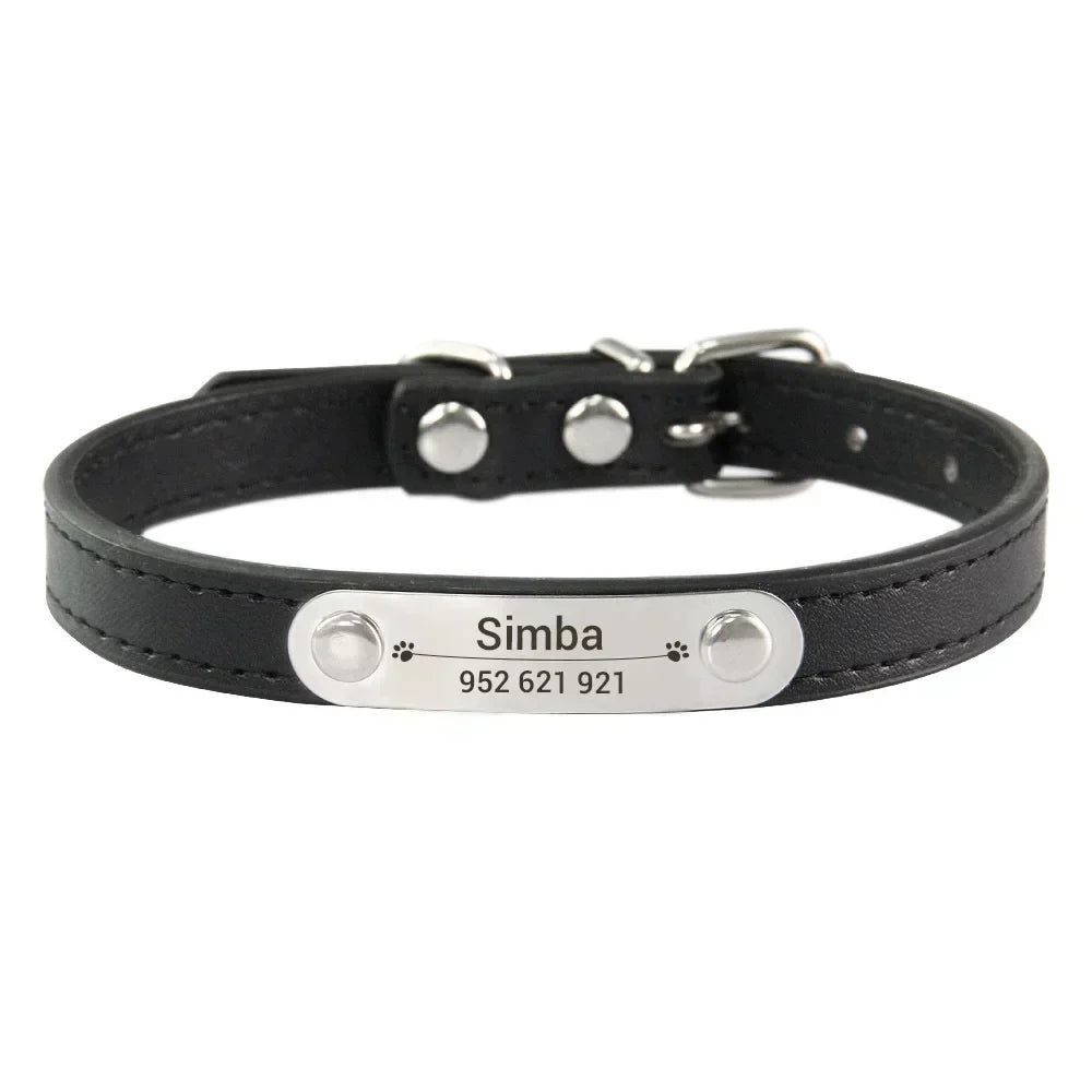 Personalized PU Leather Dog Collar for Small to Large Pets