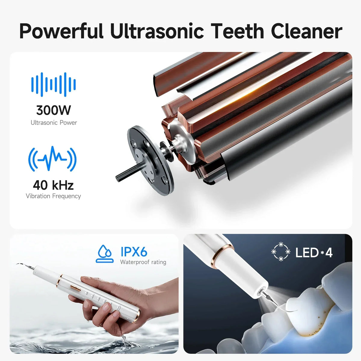 Ultrasonic Dog Teeth Cleaner Waterproof IPX6 Rechargeable