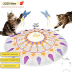 USB Rechargeable Cat Teaser Toy with Rotating Feathers