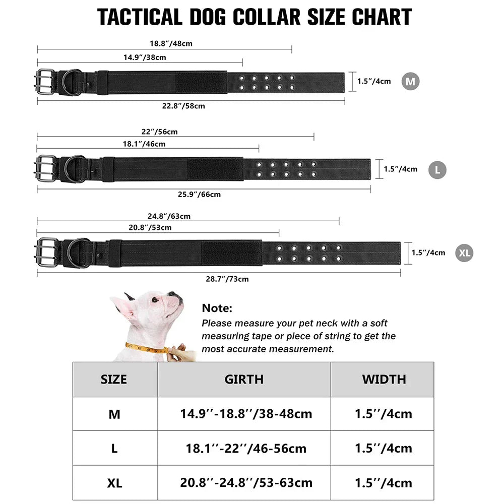 Durable Nylon Tactical Dog Collar for Medium Large Dogs