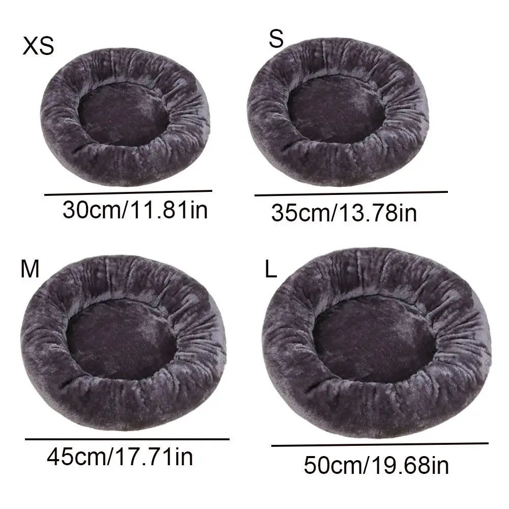 Round Cotton Dog Bed Soft Washable Plush Cushion