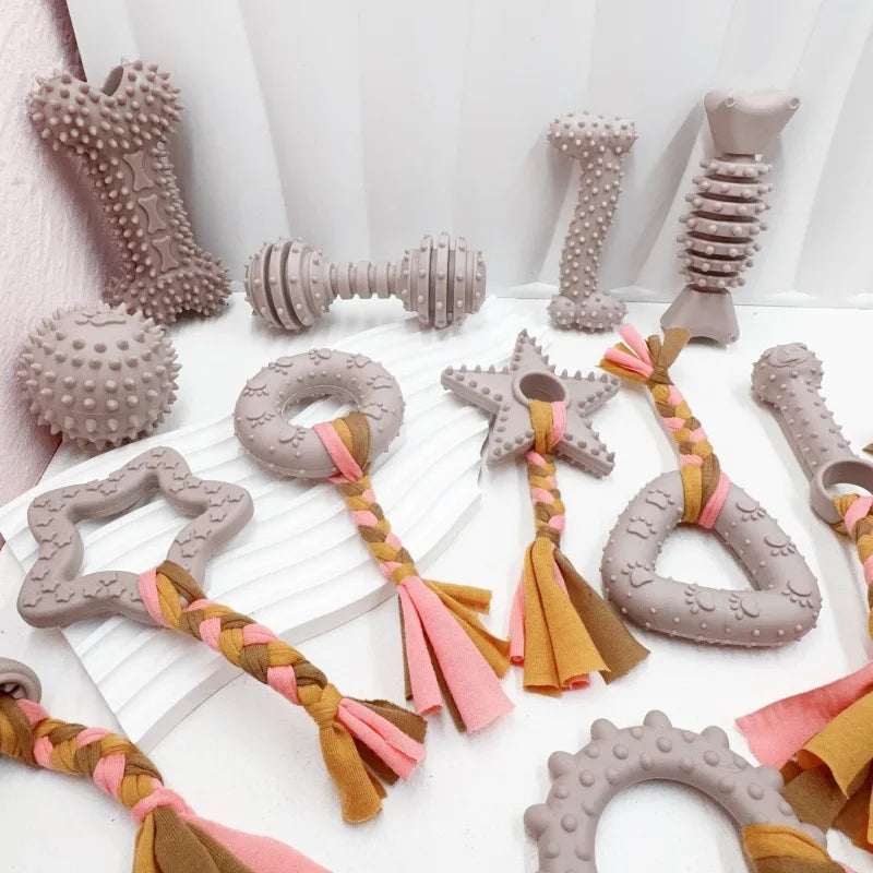 Cute Chew Rubber Toys for Small Dogs - 4Pcs Set