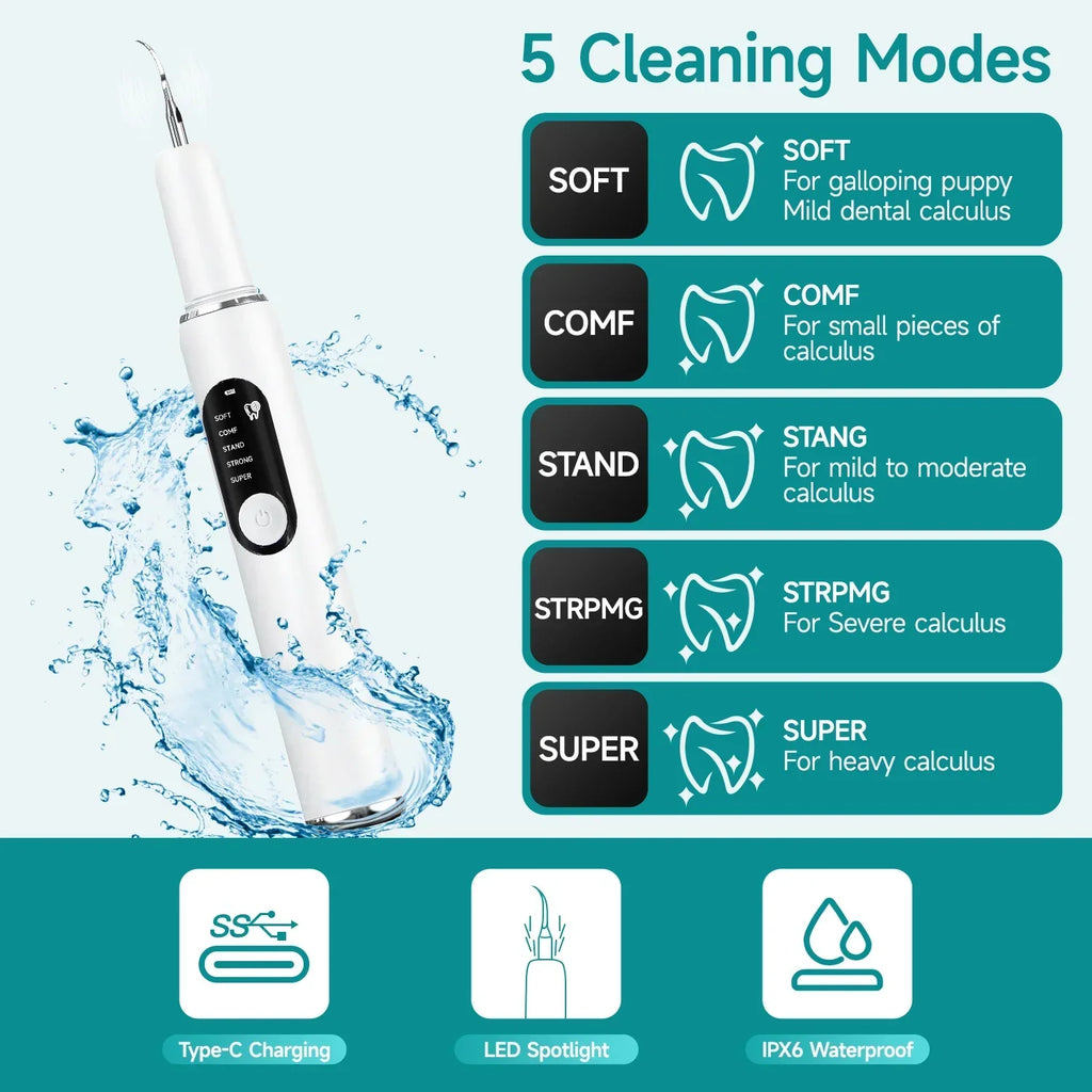 Ultrasonic Dog Tooth Cleaner with LED Light