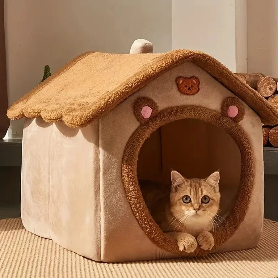 Cozy Cave Cat Bed - Indoor Deep Sleep Nest for Pets