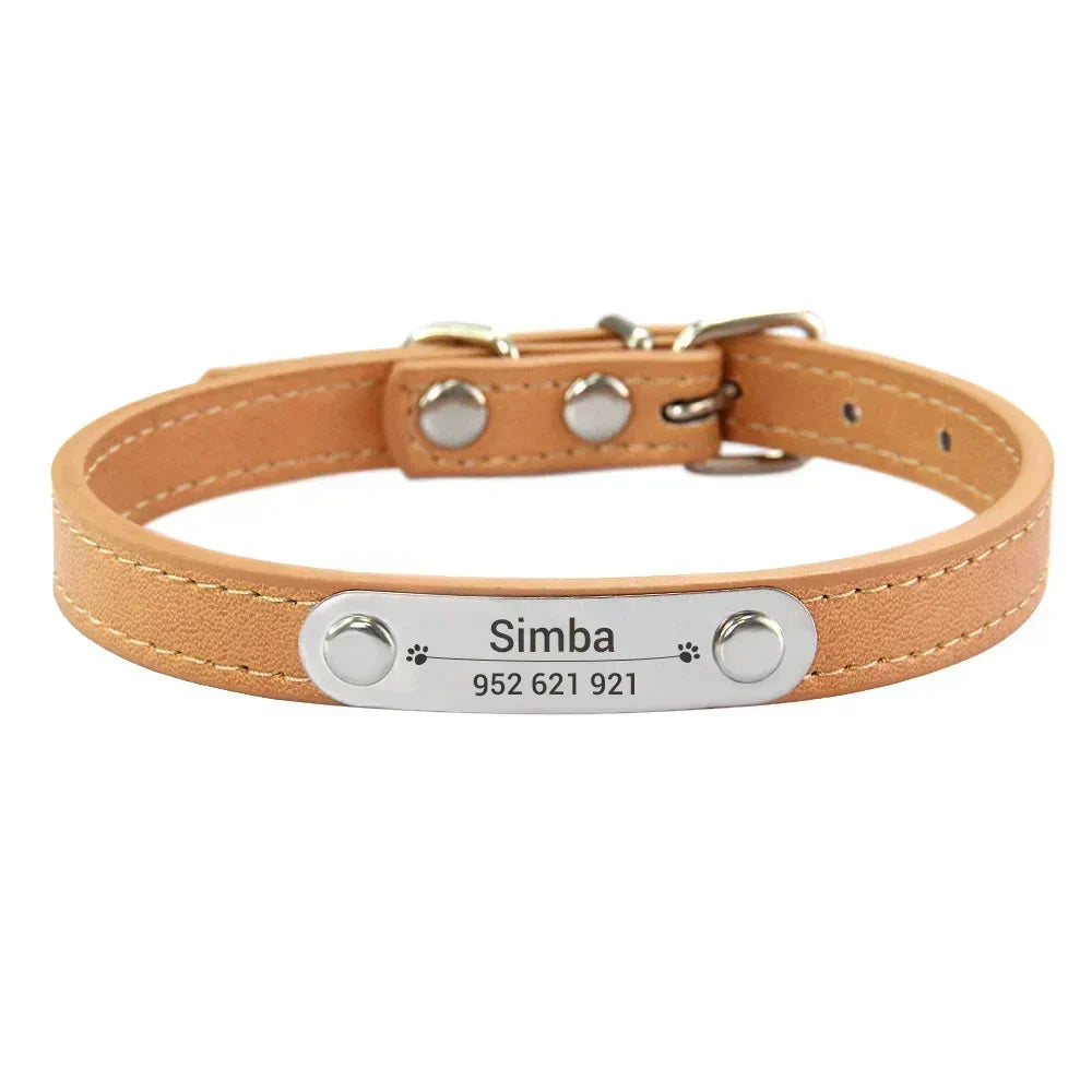 Personalized PU Leather Dog Collar for Small to Large Pets