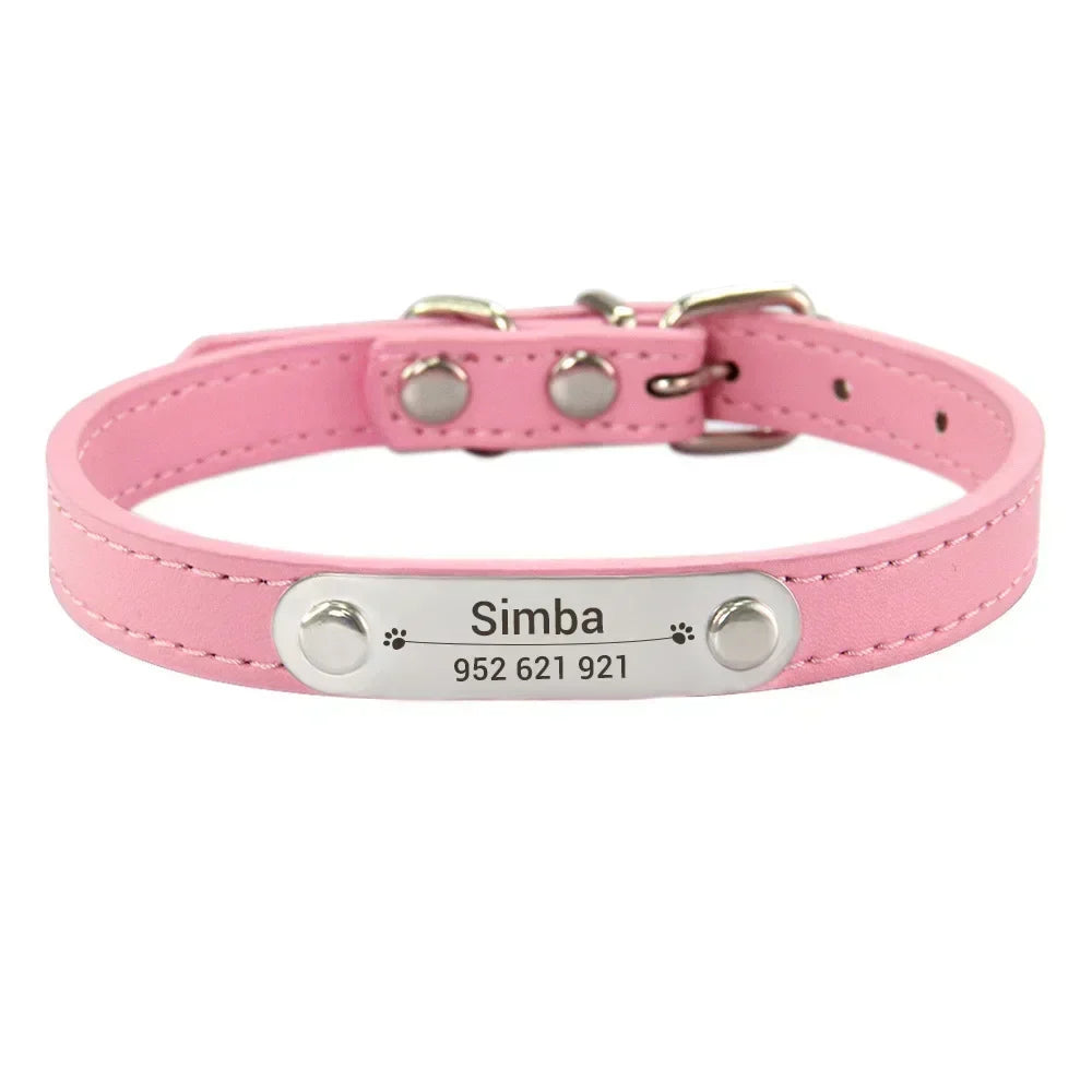 Personalized PU Leather Dog Collar for Small to Large Pets