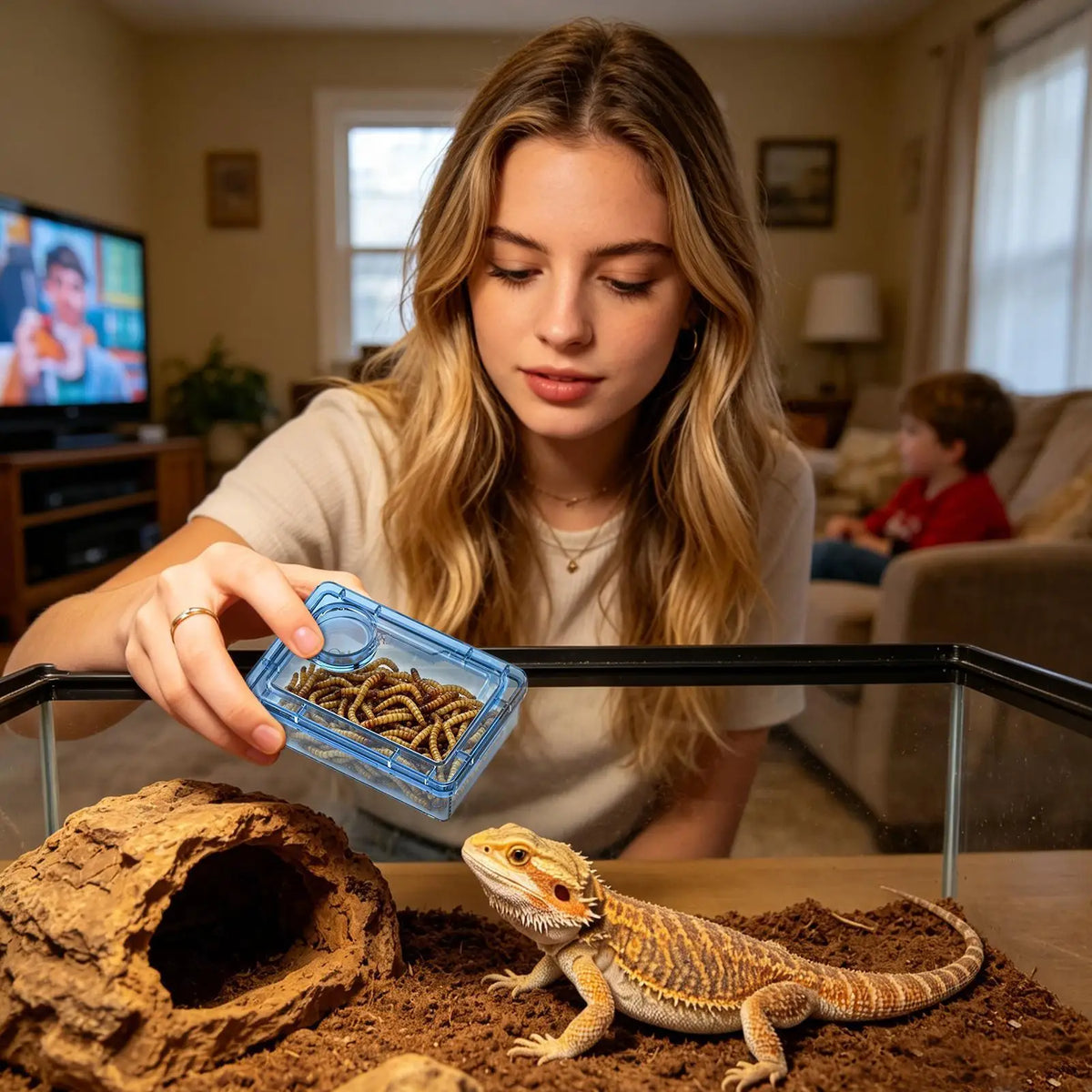 Reptile Food Dish Escape-Proof Reptile Feeder Escape Proof Lizard Feeding Dish for Hermit Crab Frog Spider Chameleon Iguana