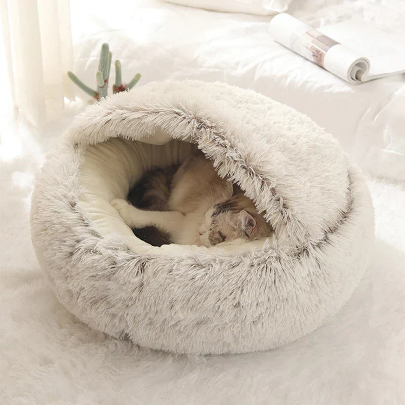 Soft Plush Round Cat Bed for Small Dogs - 40cm