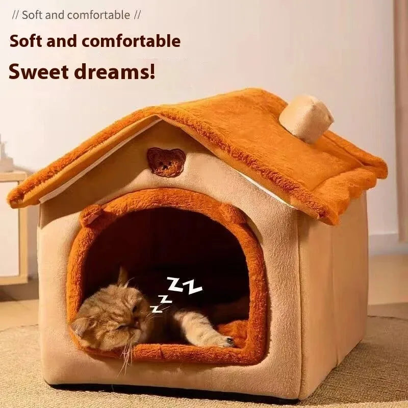 Cozy Cave Cat Bed - Indoor Deep Sleep Nest for Pets
