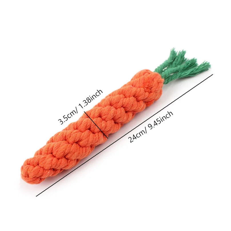 Bite Resistant Cotton Rope Dog Chew Toy - Orange Carrot