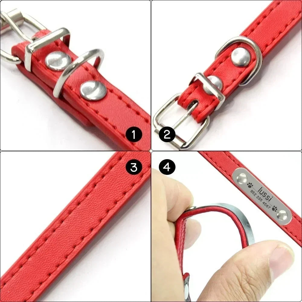 Personalized PU Leather Dog Collar for Small to Large Pets