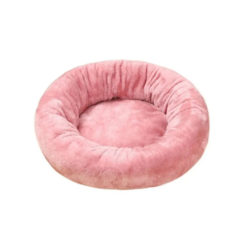 Round Cotton Dog Bed Soft Washable Plush Cushion