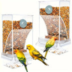 Transparent Acrylic Bird Feeder, Spill-Proof Seed Dispenser for All Birds, Battery-Free, Easy-Clean Outdoor