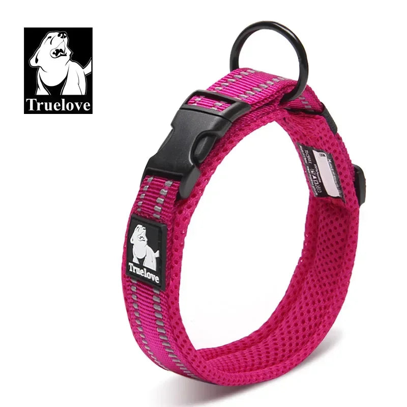 Truelove Reflective Nylon Dog Collar - Adjustable & Padded