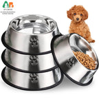 Stainless Steel Dog Cat Bowls - Non-Slip Feeder Set