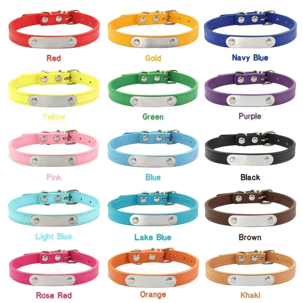 Personalized PU Leather Dog Collar for Small to Large Pets