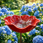 Flower Shaped Bee Watering Station Metal Flower Garden Stake Bird Bath Butterfly Water Feeder Garden Bird Bath Bowls for Outside