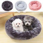 Round Cotton Dog Bed Soft Washable Plush Cushion