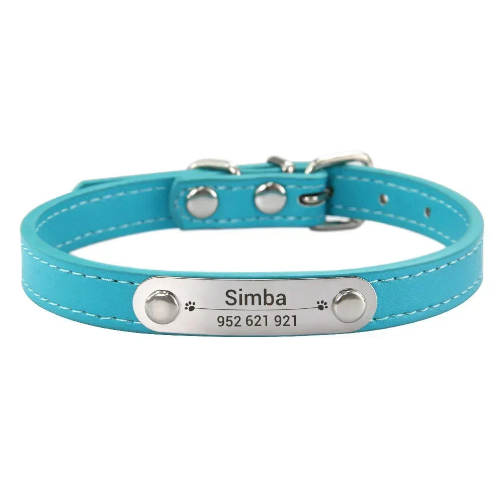 Personalized PU Leather Dog Collar for Small to Large Pets