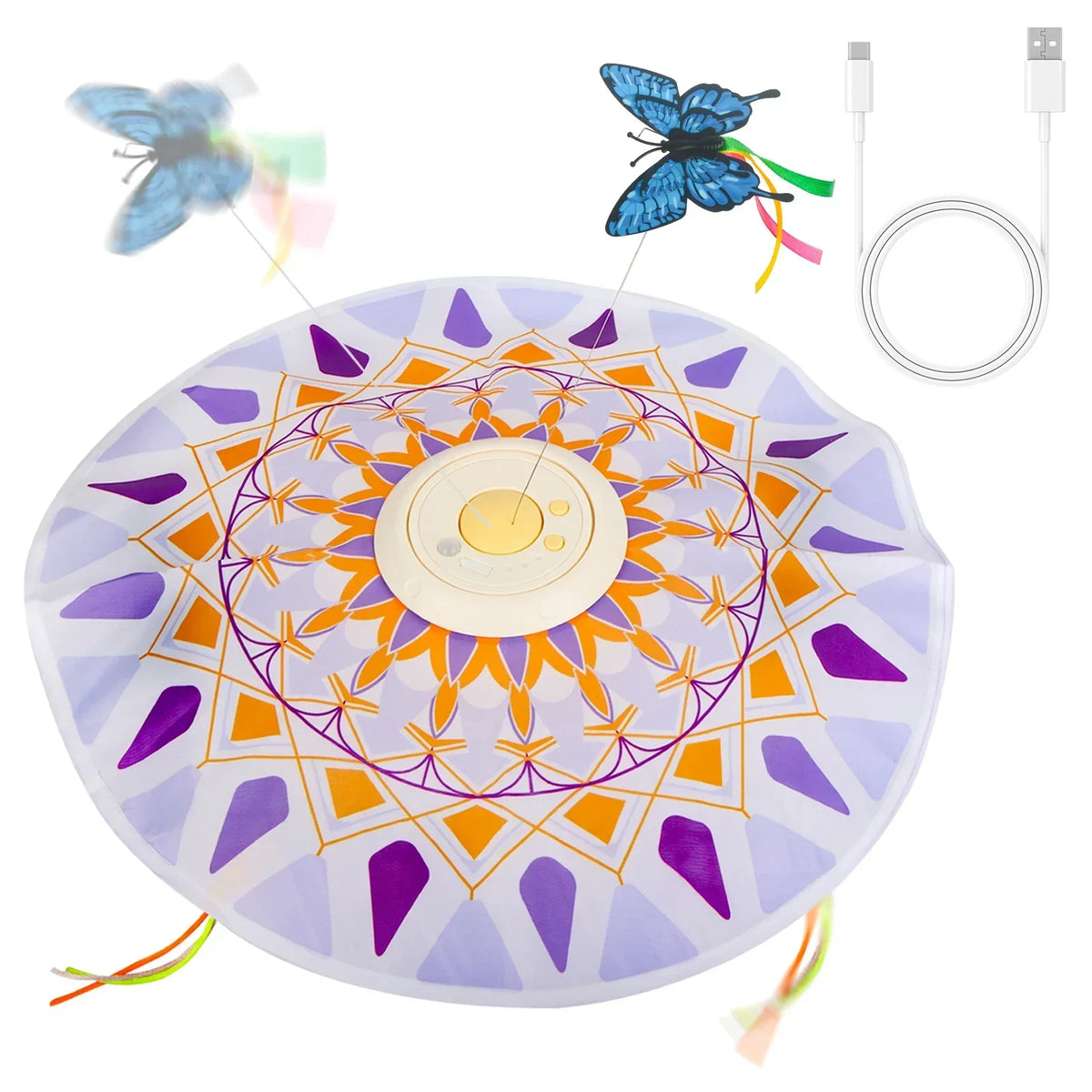 USB Rechargeable Cat Teaser Toy with Rotating Feathers