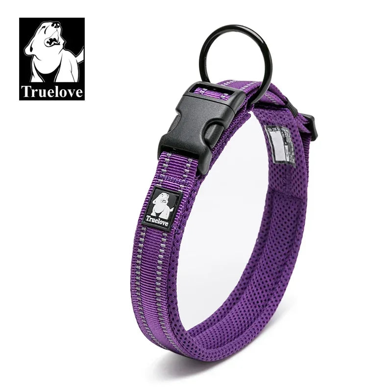 Truelove Reflective Nylon Dog Collar - Adjustable & Padded