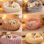 Wool Donut Dog Bed with Rabbit Fur for Small Dogs